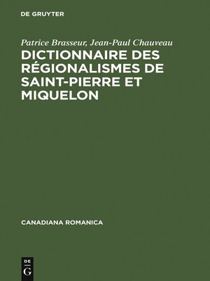 cover image of Dictionnaire des régionalismes de Saint-Pierre et Miquelon